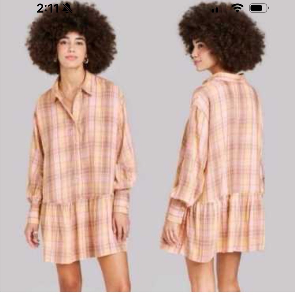 Ascot & Hart Babydoll Dress Mini Plaid Mini